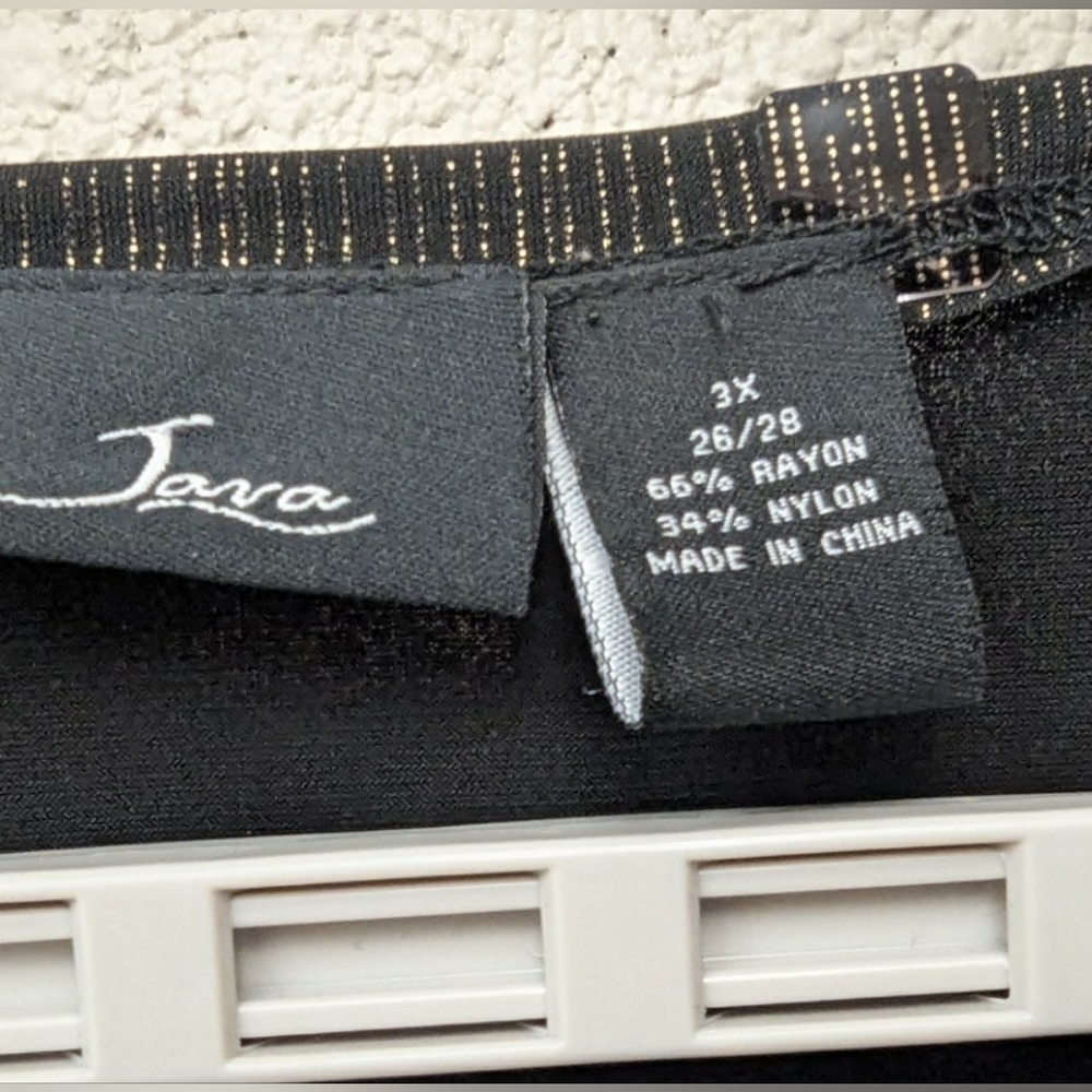 Java 3X (26/28) Black Shimmer Blouse With Gold Threads And Ice-like Decals - Picture 3 of 13